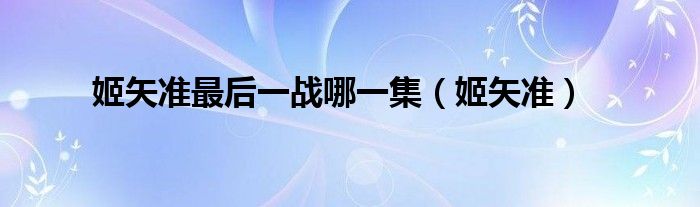 姬矢准最后一战哪一集（姬矢准）