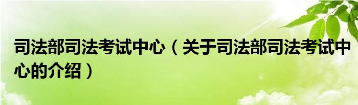 司法部司法考试中心（关于司法部司法考试中心的介绍）