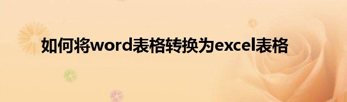 如何将word表格转换为excel表格