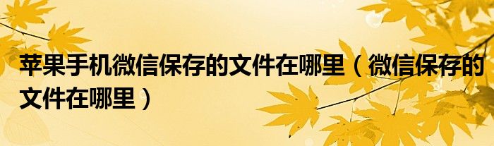 苹果手机微信保存的文件在哪里（微信保存的文件在哪里）