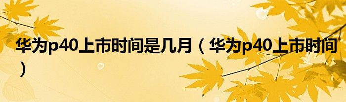 华为p40上市时间是几月（华为p40上市时间）
