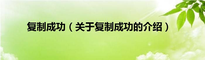 复制成功（关于复制成功的介绍）