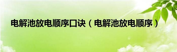电解池放电顺序口诀（电解池放电顺序）