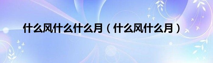 什么风什么什么月（什么风什么月）