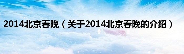 2014北京春晚（关于2014北京春晚的介绍）