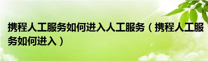携程人工服务如何进入人工服务（携程人工服务如何进入）