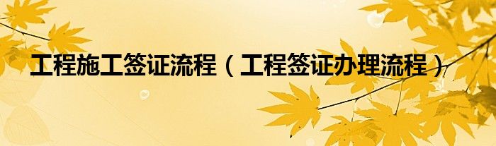 工程施工签证流程（工程签证办理流程）