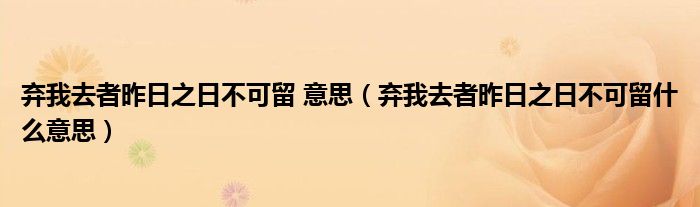 弃我去者昨日之日不可留 意思（弃我去者昨日之日不可留什么意思）
