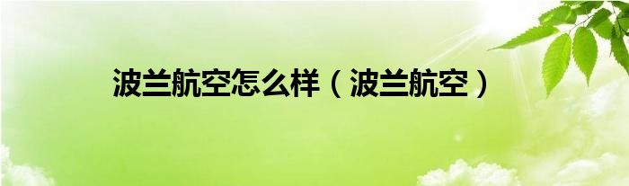 波兰航空怎么样（波兰航空）
