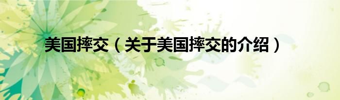 美国摔交（关于美国摔交的介绍）