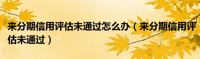 来分期信用评估未通过怎么办（来分期信用评估未通过）