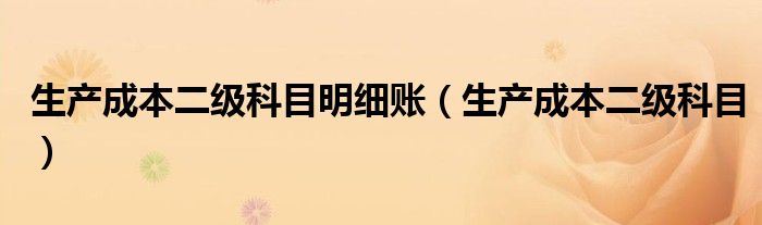生产成本二级科目明细账（生产成本二级科目）