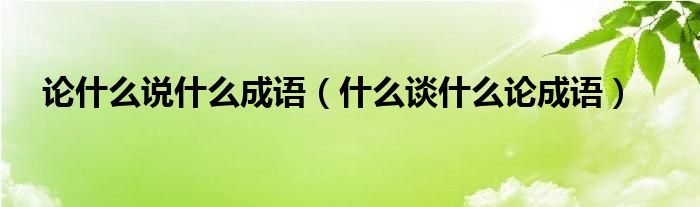 论什么说什么成语（什么谈什么论成语）