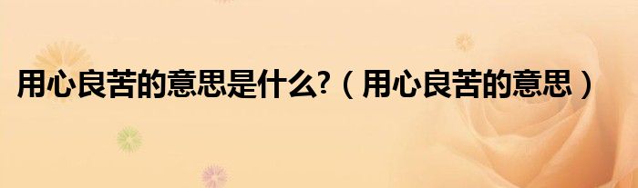 用心良苦的意思是什么?（用心良苦的意思）