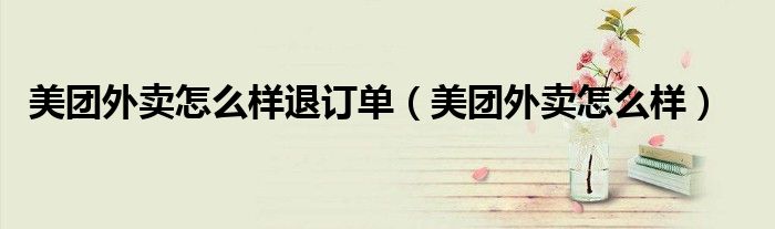 美团外卖怎么样退订单（美团外卖怎么样）