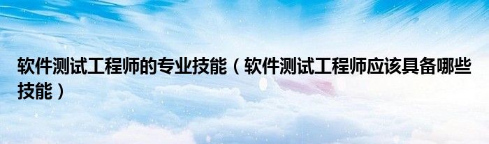 软件测试工程师的专业技能（软件测试工程师应该具备哪些技能）